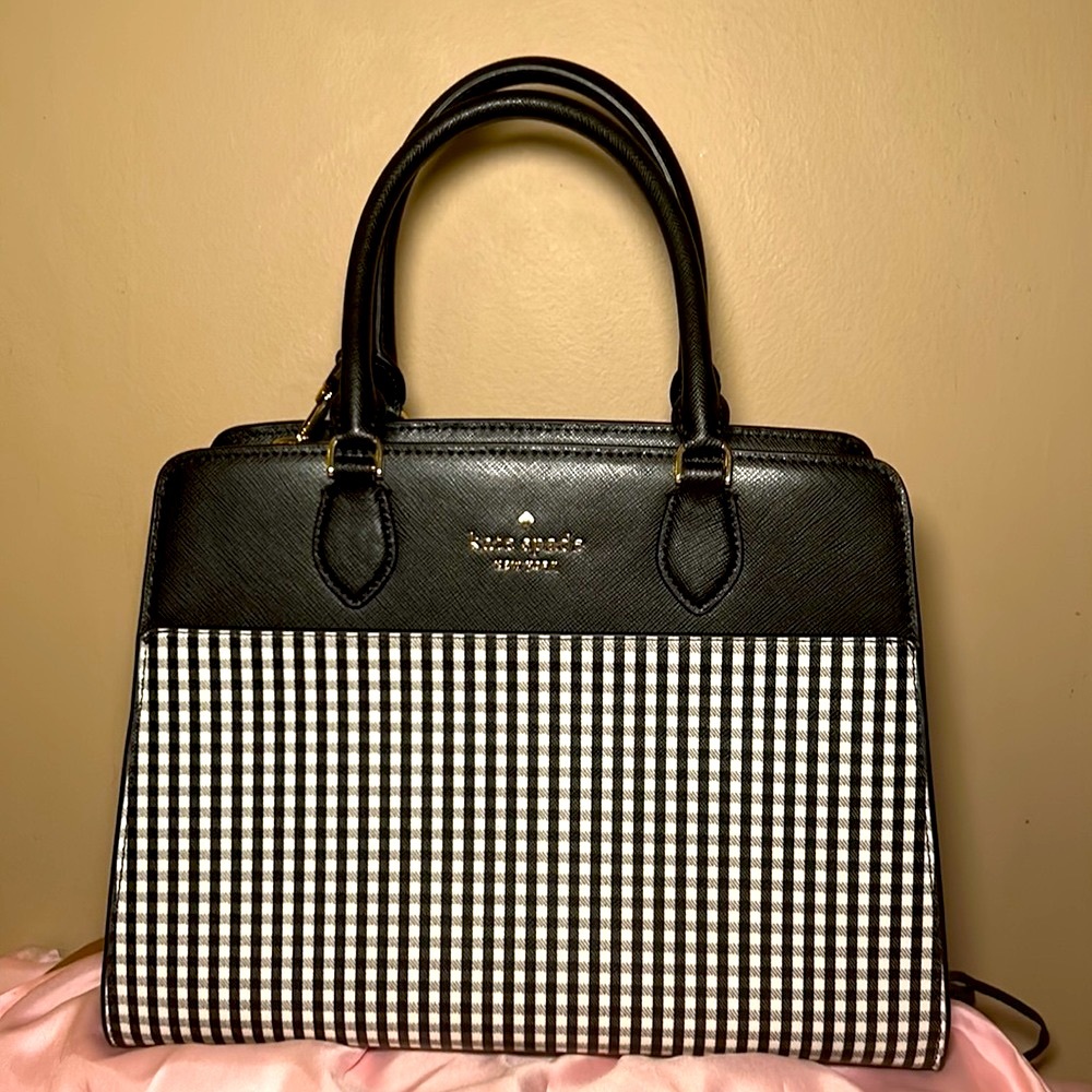 Kate Spade ♠️ New York /Madison/ jazzy gingham in Black w/ gold hardware/handbag